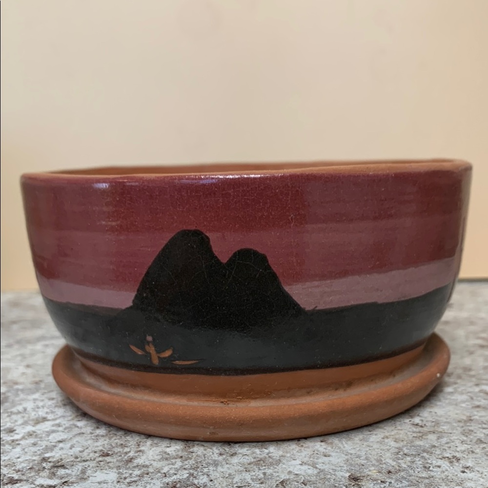 Superstition Stoneware Red and Black Ceramic Art Planter Bowl - Picture 4 of 12